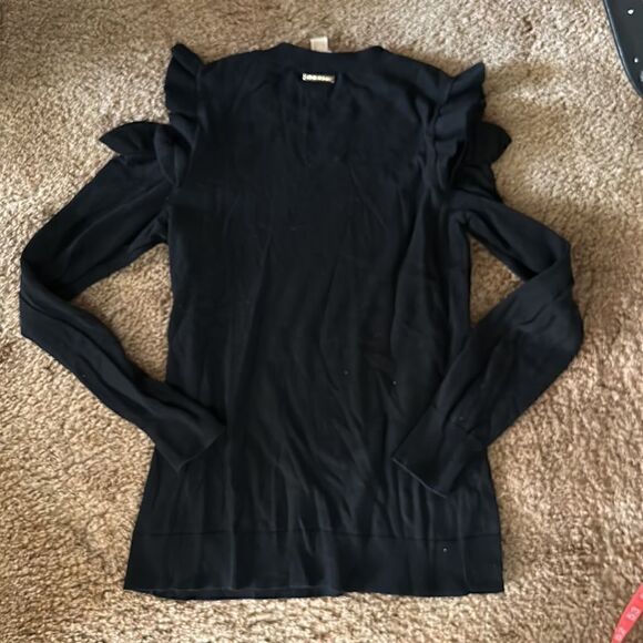 Size Small Black Michael Kors Cold Shoulder Crew Neck Sweater - Picture 3 of 6